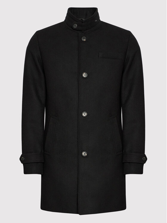 Jack&Jones PREMIUM Jack&Jones PREMIUM Μάλλινο παλτό Melton 12177644 Μαύρο Regular Fit