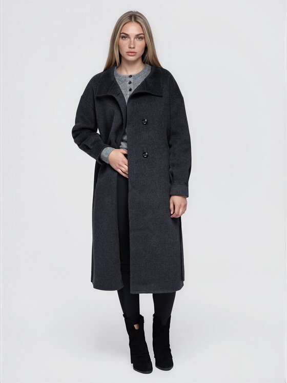 Ombre Ombre Kabát pro přechodné období OW-CT-E0032 Černá Relaxed Fit