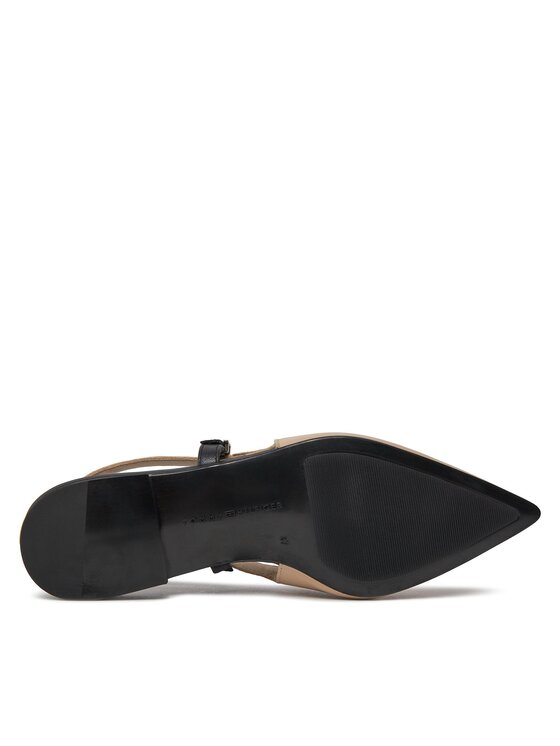 Tommy Hilfiger Tommy Hilfiger Sandále Leather Sling Back Ballerina FW0FW07772 Béžová