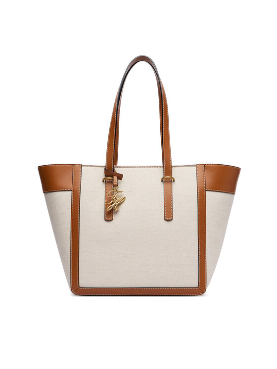 Tommy Hilfiger Tommy Hilfiger Дамска чанта Th Script Tote Canvas AW0AW18829 Кремав