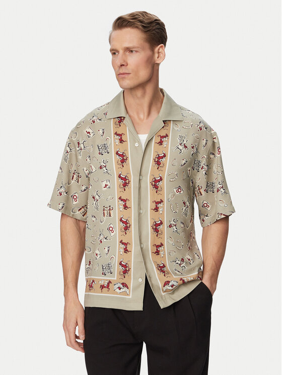 HUGO HUGO Srajca Espino 50560632 Svetlo zelena Oversize