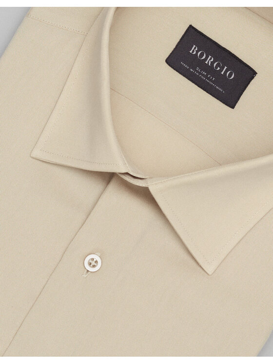 Borgio Borgio Koszula terranova Beżowy Slim Fit