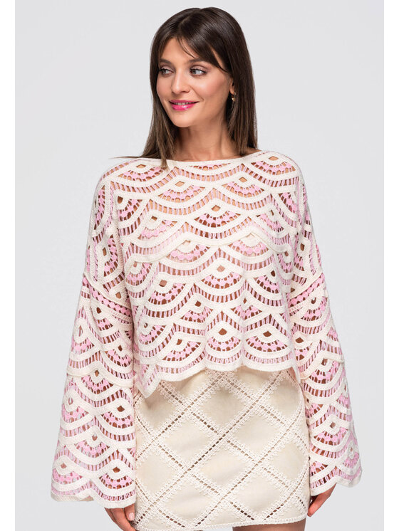 Ombre Ombre Bluzka OW-TS-E0049 Różowy Loose Fit