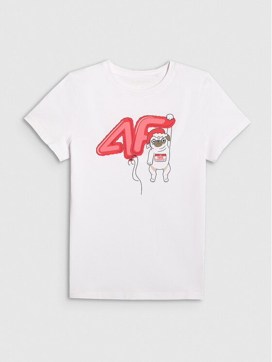 4F 4F T-Shirt CHRISTMAS DROP Biały Regular Fit