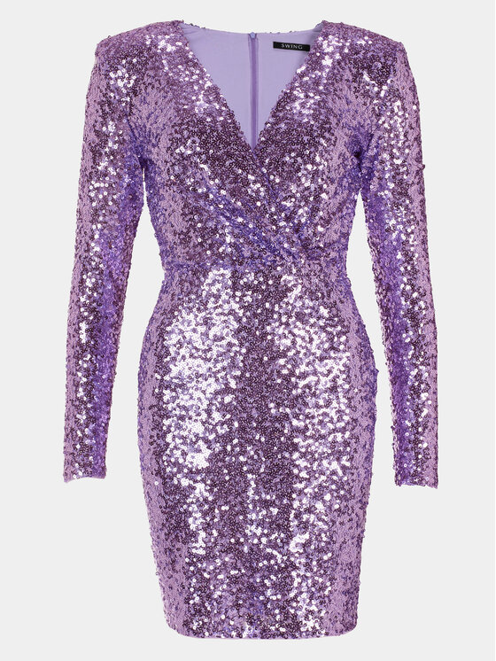 Swing Swing Koktejlové šaty 5AG13800 Fialová Slim Fit