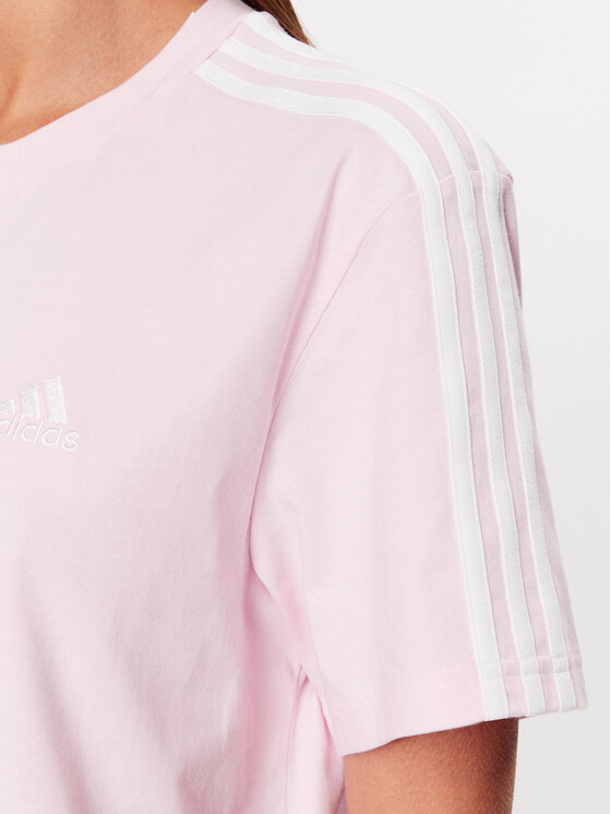 adidas adidas Tričko Essentials 3-Stripes Single Jersey Crop Top IC0760 Ružová Loose Fit