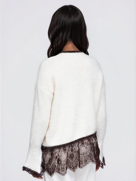 Ombre Ombre Svetr OW-SW-E0041 Světle béžová Relaxed Fit