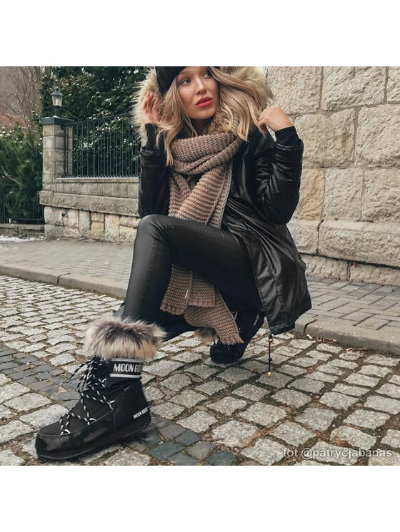 Moon boots top noir vernis
