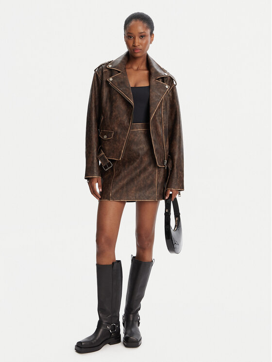Guess Guess Kurtka z imitacji skóry W5YL04 WHDI0 Brązowy Regular Fit
