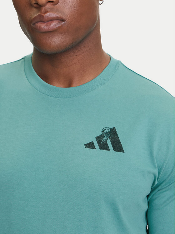 adidas adidas Póló Yay Sports Verbiage Graphic JY1830 Türkizkék Regular Fit