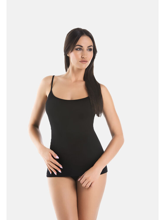 Teyli Teyli Top Koszulka na ramiączkach bawełniana Melisa Czarny Standard Fit