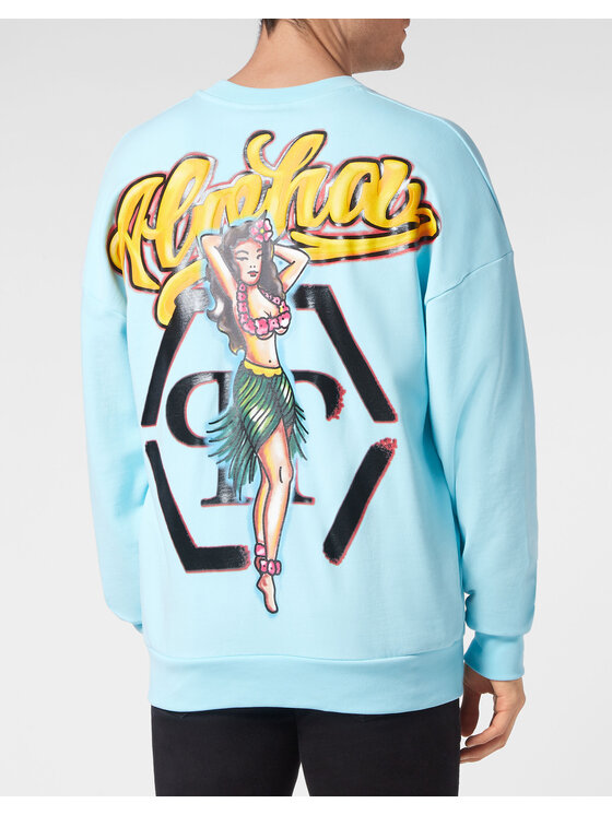 PHILIPP PLEIN PHILIPP PLEIN Bluza 947 Niebieski jasny Regular Fit