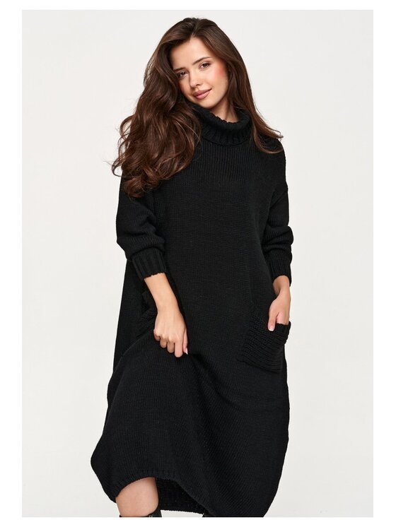 Makadamia Makadamia Sweter S178 Czarny Loose Fit