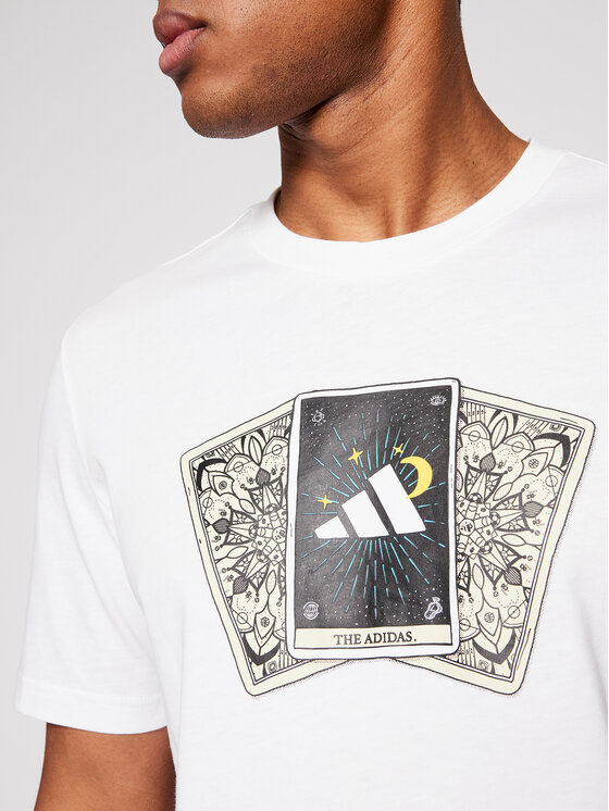 adidas Marškinėliai Tarot Badge of Sport Graphic GN8179 Balta Regular Fit •  Modivo.lt