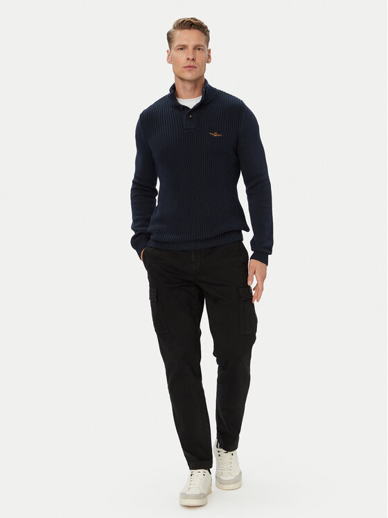 Aeronautica Militare Aeronautica Militare Sweter 262MA1572UL00409 Granatowy Regular Fit