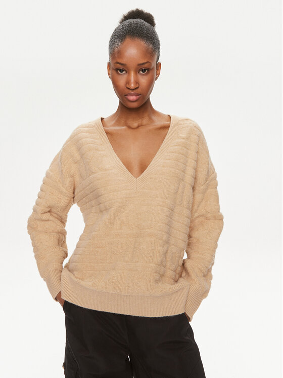 Pinko Megztinis Barbone 101581 A117 Smėlio Relaxed Fit | Modivo.lt