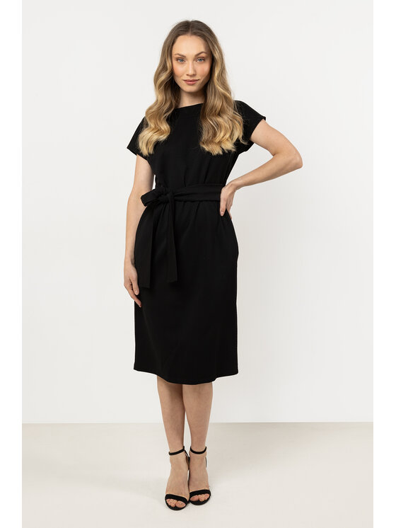 Awama Awama Sukienka letnia A705 Czarny Basic Fit