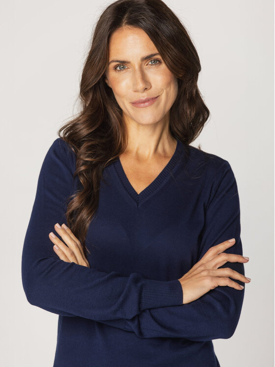 Willsoor Willsoor Sweter 88444 Granatowy Basic Fit