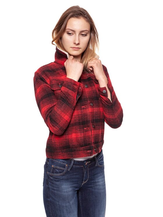 Wrangler Wrangler Kurtka damska SHERPA JACKET Czarny Regular Fit