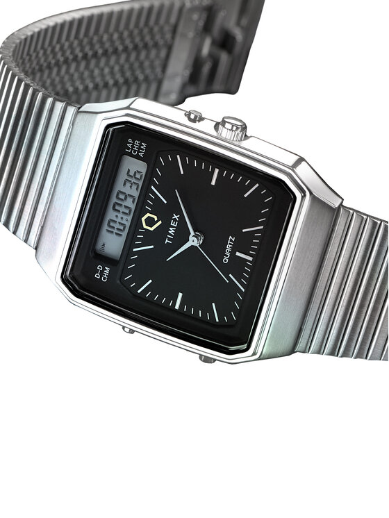 Timex Timex Pulkstenis Q Timex® 1982 Ana-Digi Reissue Chronograph TW2Y05900 Sudraba