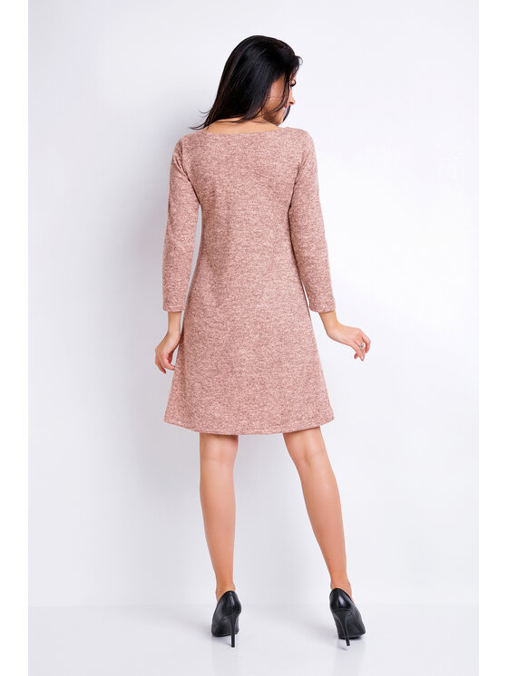 Awama Awama Vestito di maglia A162 Rosa Basic Fit