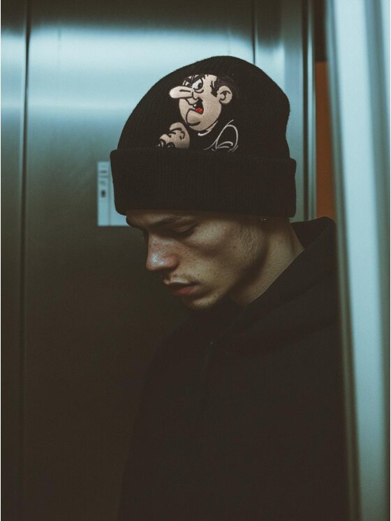 Smerfy Smerfy Czapka Gargamel ciepła na prezent zawijana na czoło Czarny