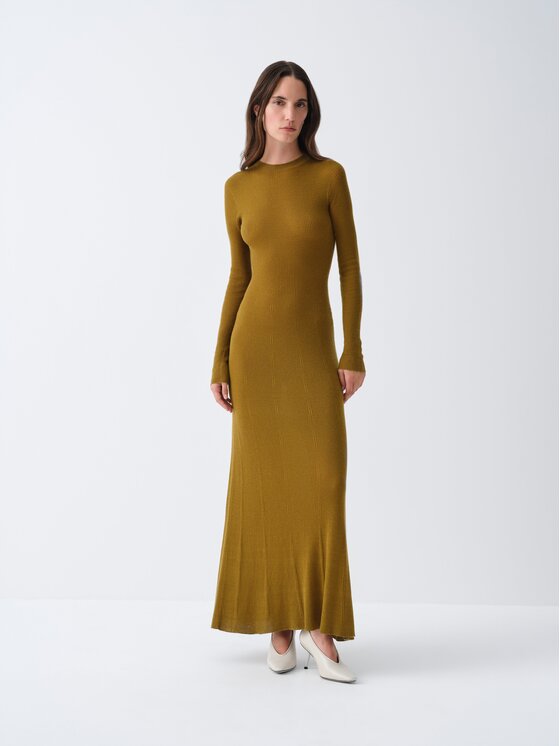 La Mania La Mania Sukienka dzianinowa SHIVAN Khaki Basic Fit