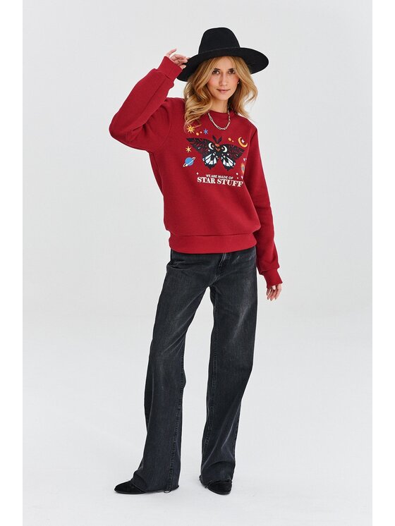 NAOKO NAOKO Bluza Midnight Butterfly Bordowy Regular Fit