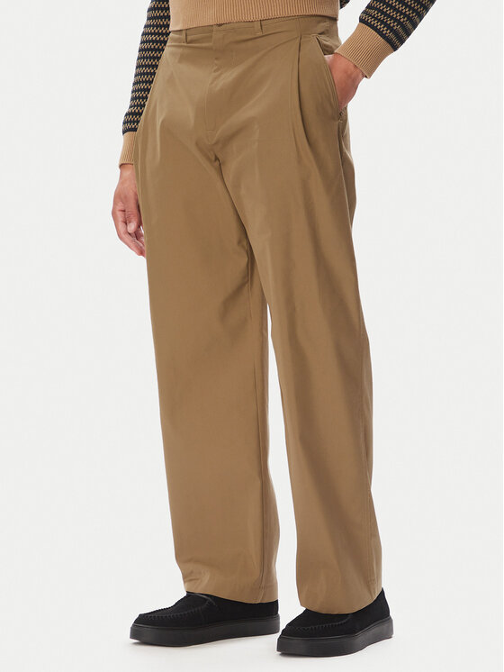 Lacoste Pantaloni din material HH0095 Maro deschis Loose Fit