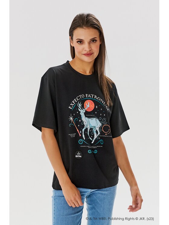 NAOKO NAOKO T-Shirt Expecto Patronum Czarny Regular Fit