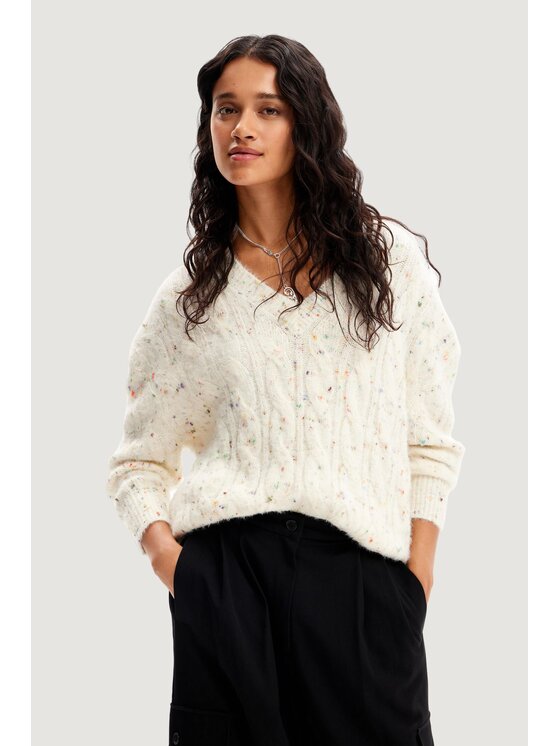 Desigual Desigual Sweter LUCCA Biały Sweat Fit