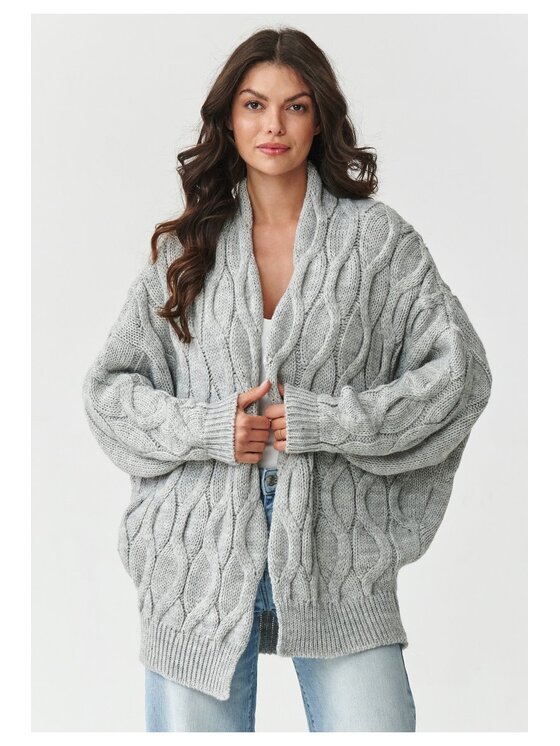 Makadamia Makadamia Kardigan S163 Szary Loose Fit