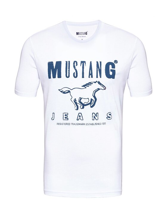 Mustang Mustang T-shirt BASIC PRINT TEE Bianco Regular Fit