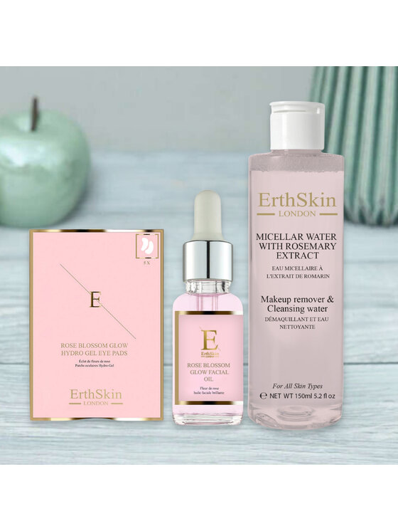 Erthskin London Erthskin London Płyn micelarny z ekstraktem + ROZŚWIETLAJĄCY OLEJEK + ROZŚWIETLAJĄCE HYDROŻELOWE PŁATKI POD OCZY Płyn micelarny