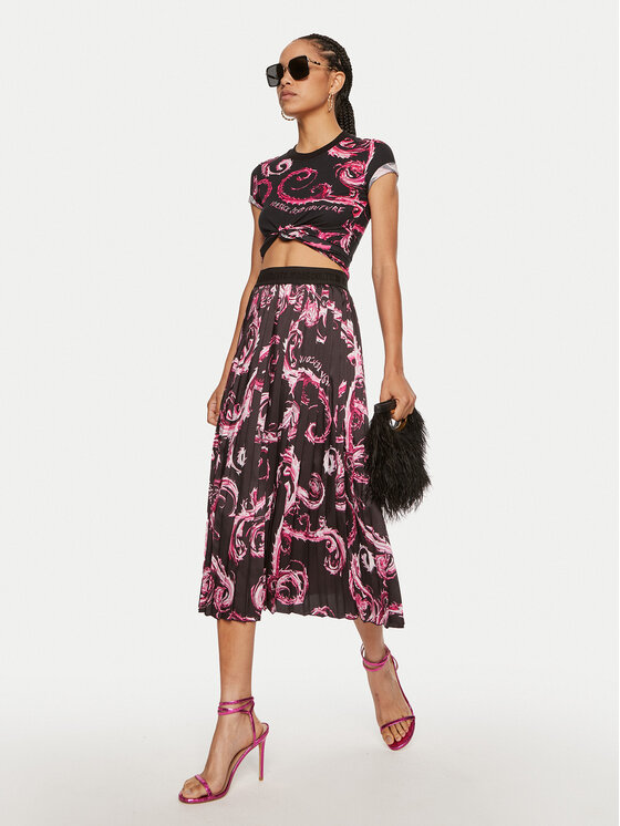 Versace Jeans Couture Versace Jeans Couture Fustă plisată 77HAE8A5 Negru Regular Fit