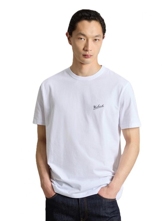 Tシャツ・カットソー WOOLRICH Men T Shirts CFWOTE0158MRUT2926 8041 White Woolrich T-Shirt cfwote0144mrut2926-8041 Biały Regular Fit