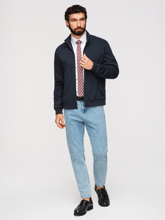 Ombre Ombre Kurtka przejściowa OM-JANP-0326 Granatowy Regular Fit