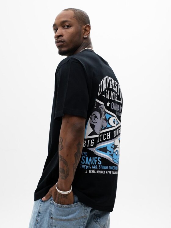 Smerfy Smerfy T-Shirt Szeroka luźna 127669 Czarny Oversize