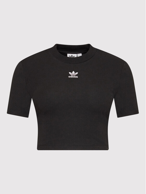 adidas adidas Majica adicolor Essentials Rib Cropped HF3395 Črna Regular Fit
