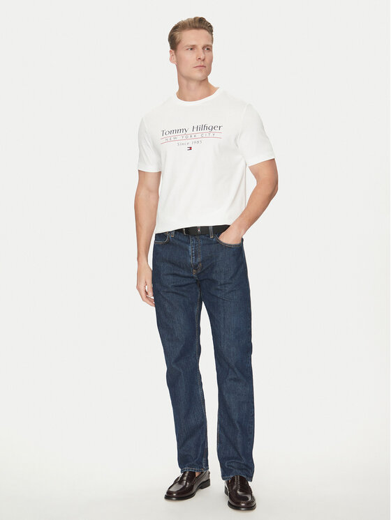 Tommy Hilfiger Tommy Hilfiger Tricou Center Stack MW0MW38621 Alb Regular Fit