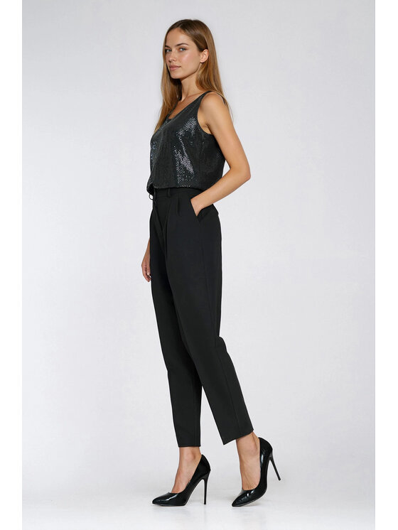 NIFE NIFE Kalhoty z materiálu SD133 Černá Regular Fit