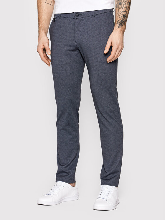 Pantaloni Chino Uomo Bugatti Modern Fit - Blu Navy, Tessuto Stretch, Autunno/inverno, Vestibilità Regolare