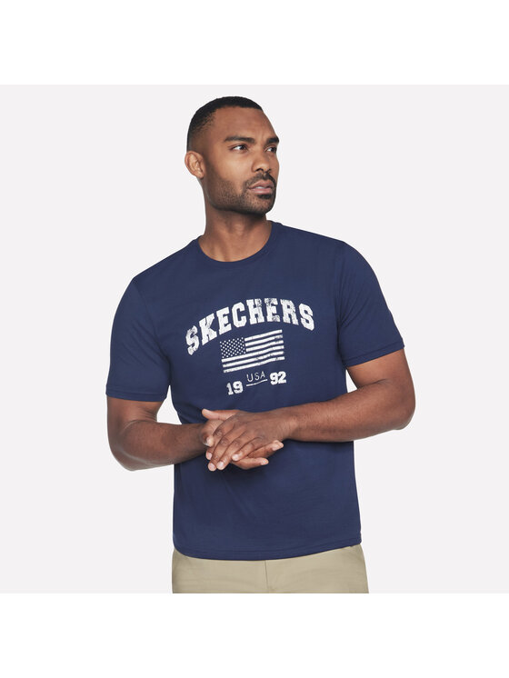 Skechers Skechers T-Shirt TS81-NVY Granatowy Regular Fit