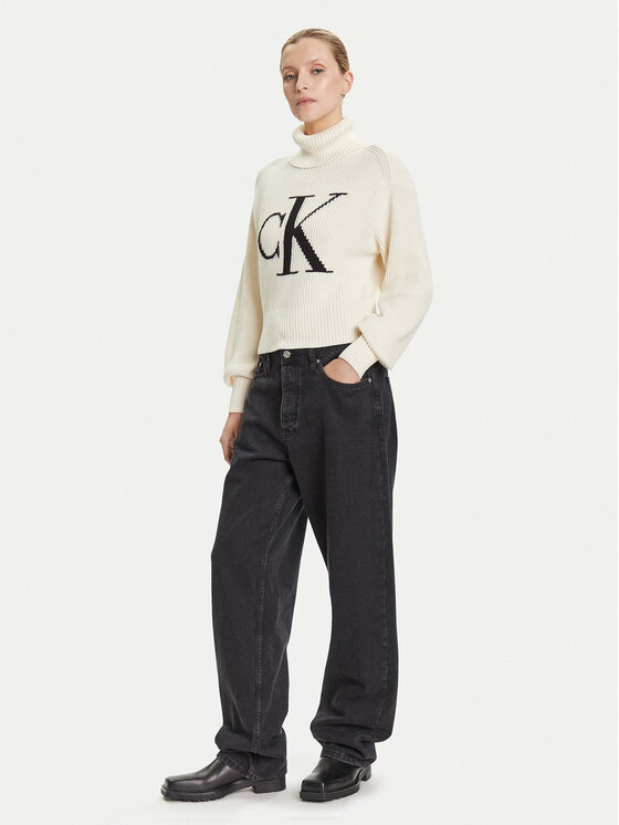 Calvin Klein Jeans Calvin Klein Jeans Krekls ar augstu apkakli LV047D349G Écru Loose Fit