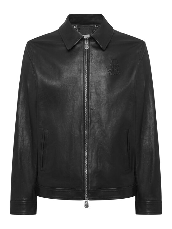 Billionaire Billionaire Kurtka skórzana 24403 Czarny Regular Fit