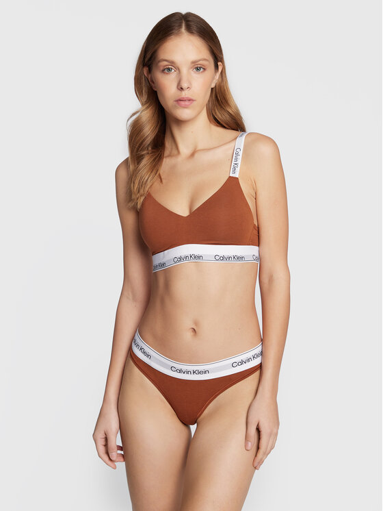 Calvin Klein Underwear Calvin Klein Underwear Stringi 000QF7050E Brązowy