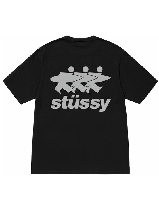 Tatsu329 Stüssy T-Shirt Surfwalk Pigment Dyed Tee Czarny Casual Fit