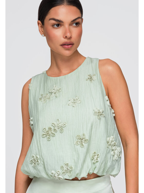 Ombre Ombre Bluzka OW-TS-E0063 Zielony Loose Fit