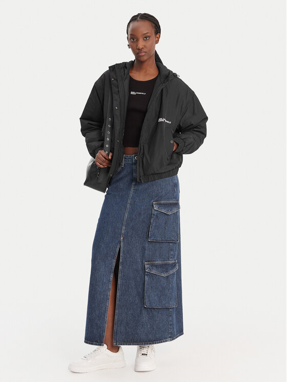 Karl Lagerfeld Jeans Karl Lagerfeld Jeans Μπουφάν μεταβατικό B1W15023 Μαύρο Relaxed Fit
