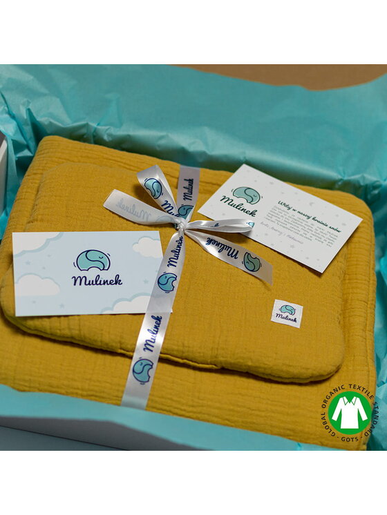 Mulinek Mulinek Komplet pościeli dziecięcej muślinowej GOTS 60x70 Pomarańczowy